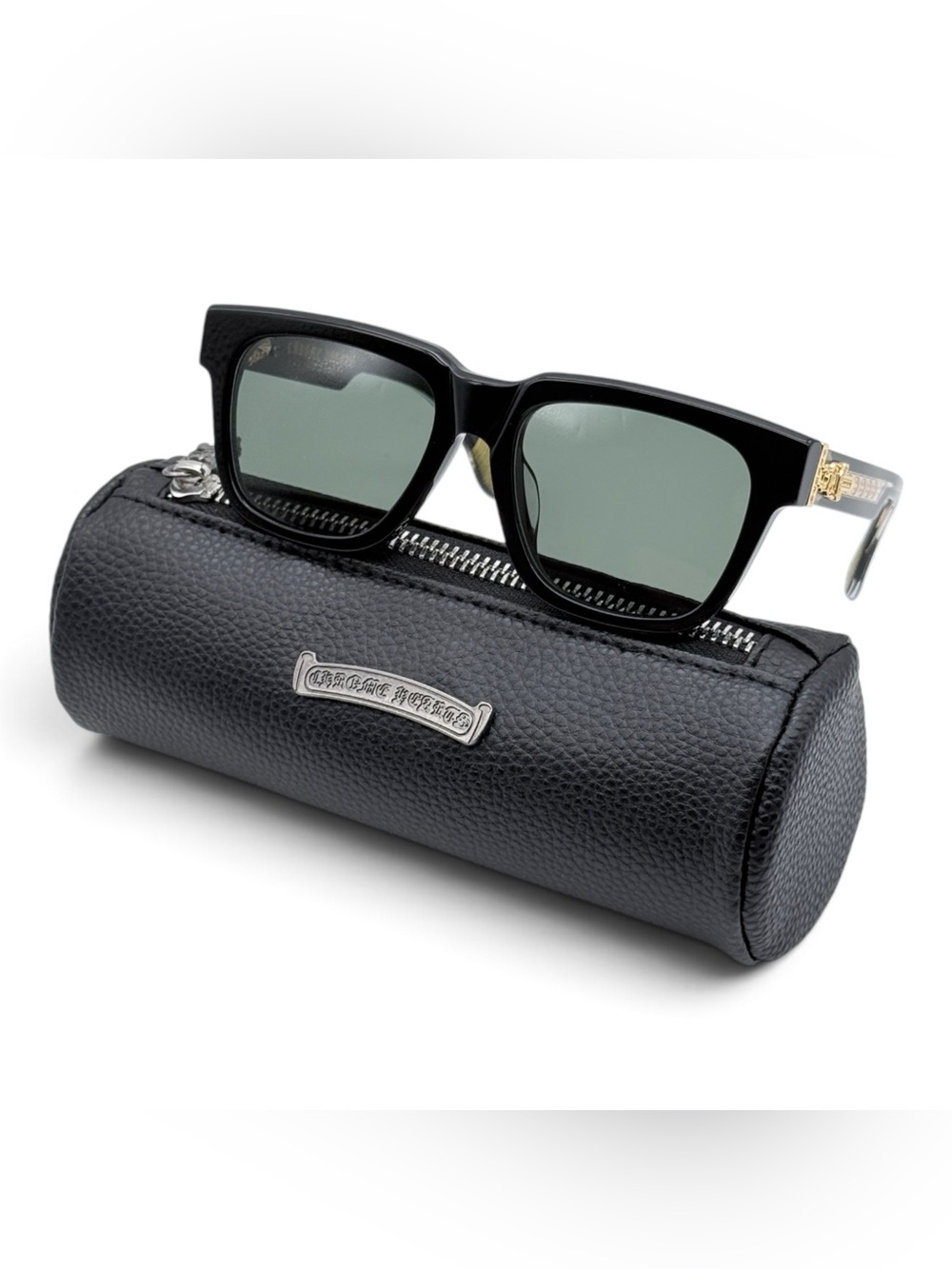 Chrome Hearts Black Pebble Leather Toiletry Case with Silver Logo
